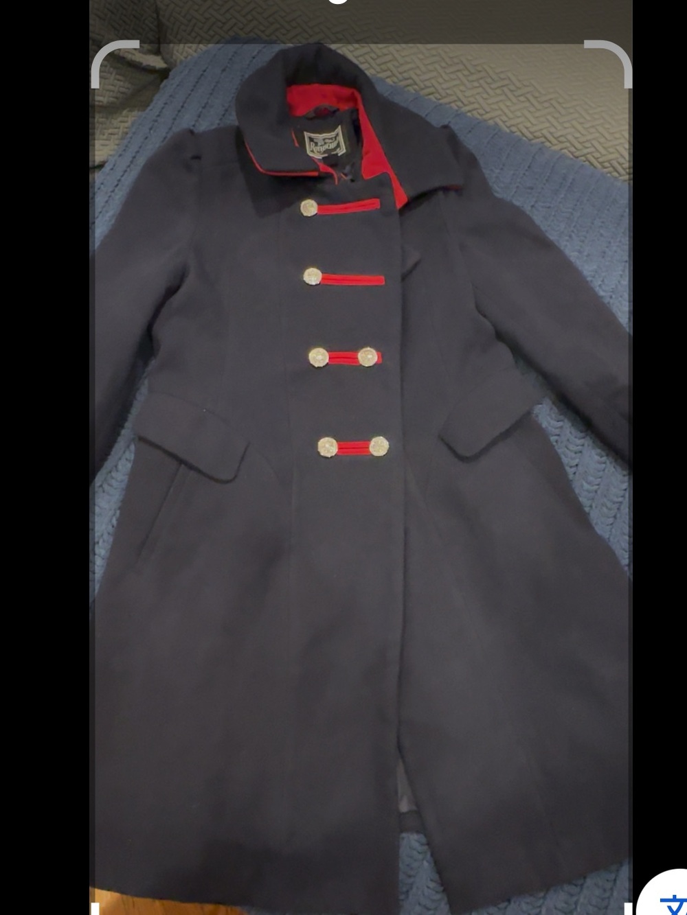 Rothschild Navy Pea Coat with Red Trim and Gold Buttons - Girls